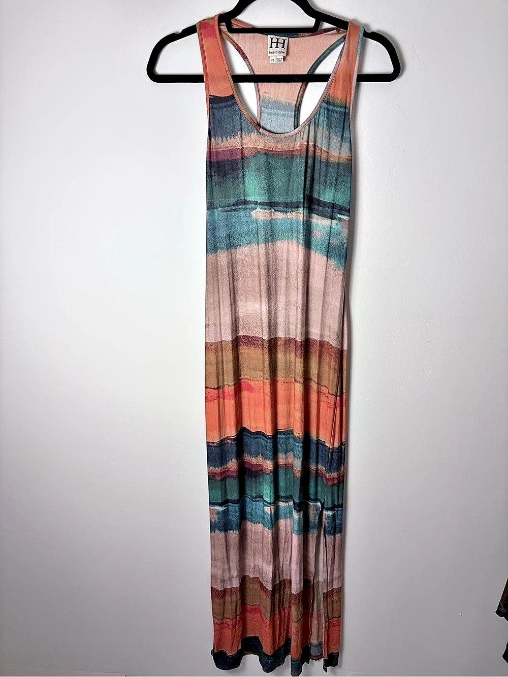 Haute Hippie Watercolor Stripe Racerback Maxi Dress XS